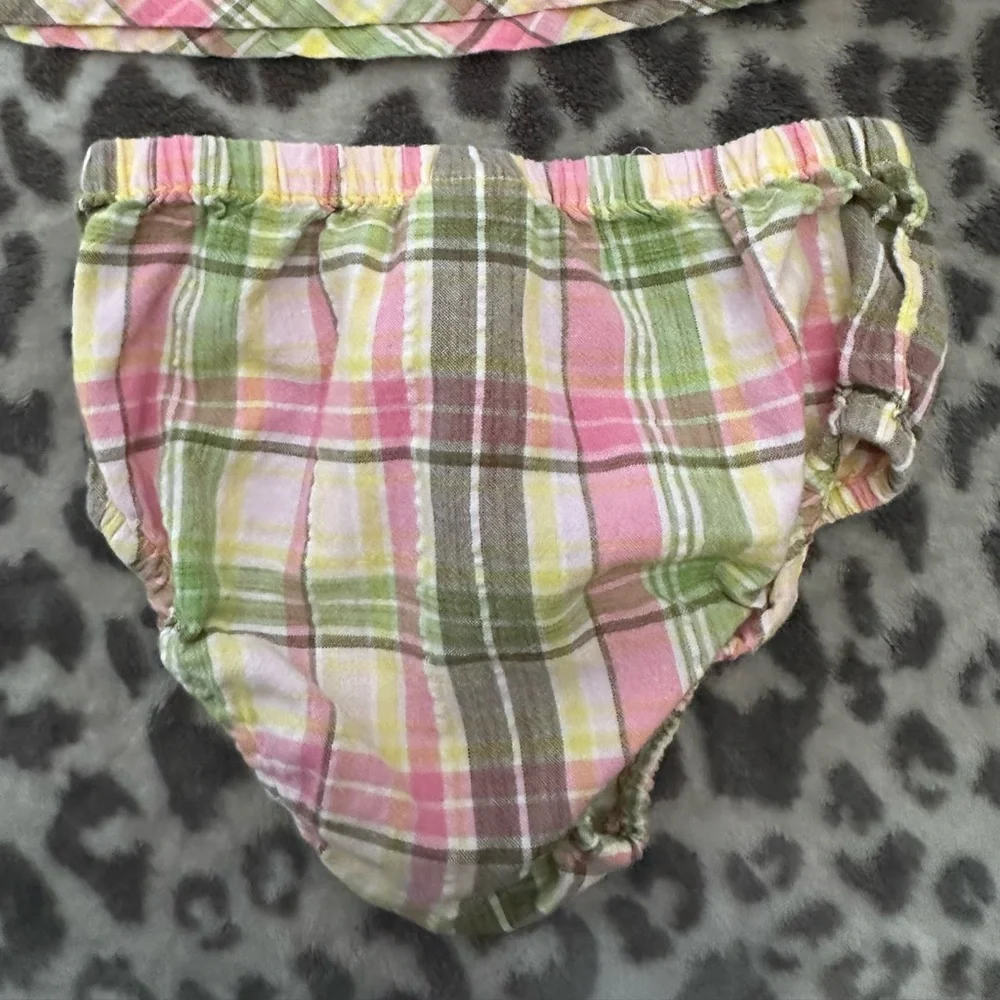 Old Navy Plaid Sundress in Yellow Pink Green Brown Size  Baby Large 12-18 months